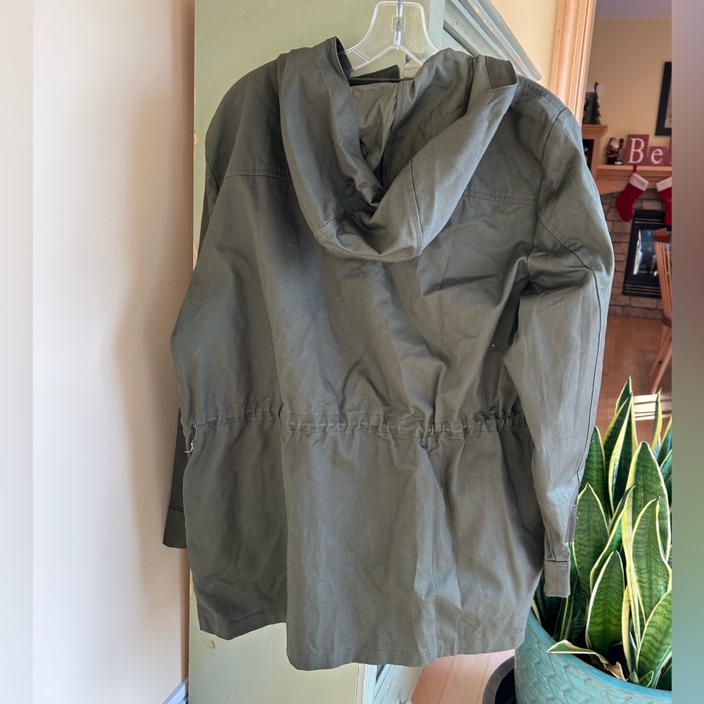 J. Crew Resin Coated Cotton Twill Hooded Women’s Jacket Loden Green Large NWT - Picture 16 of 16